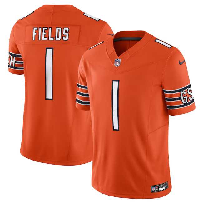 Men & Women & Youth Chicago Bears #1 Justin Fields Orange 2023 F.U.S.E. Vapor Untouchable Limited Stitched Jersey